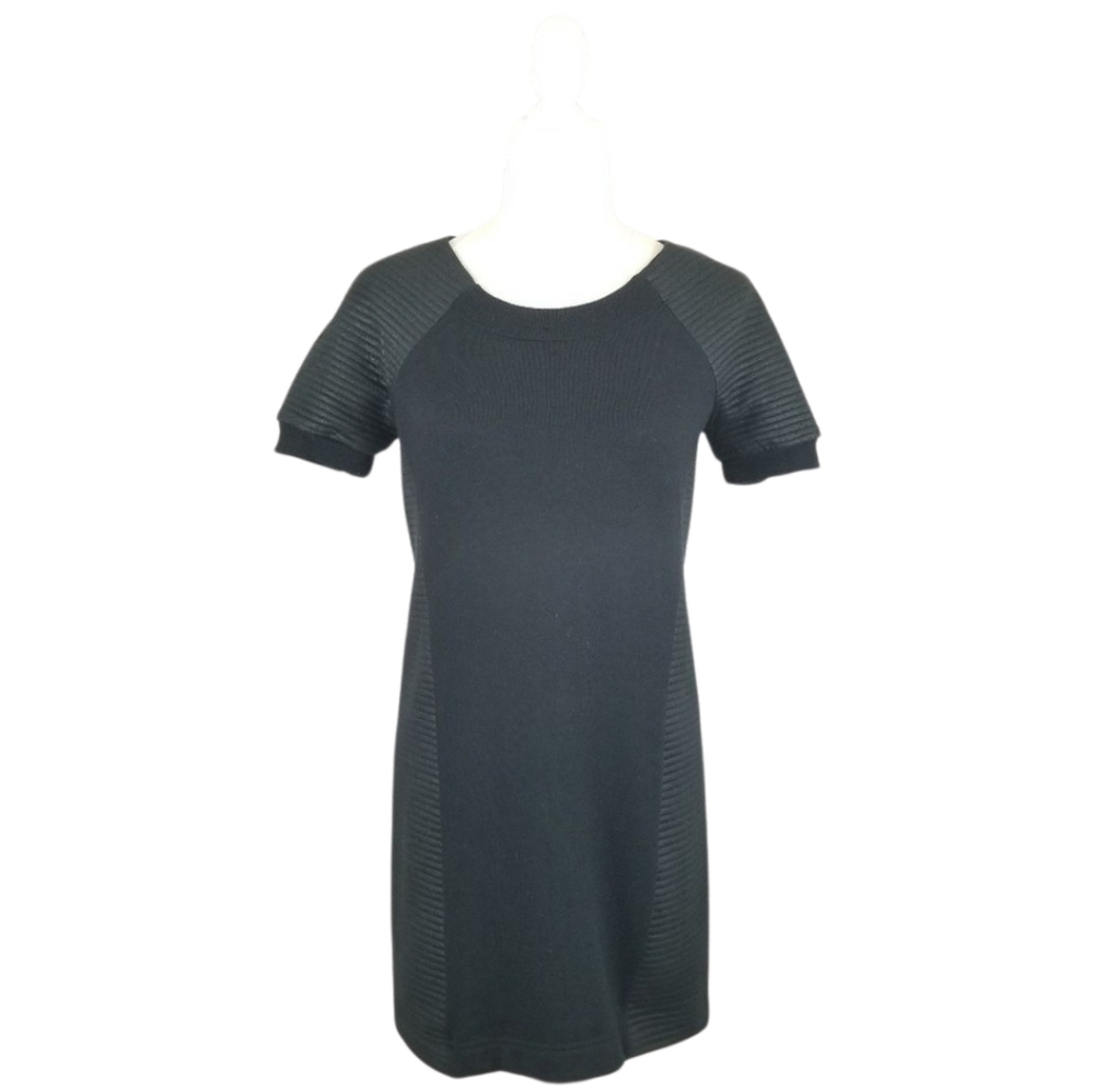 Fabletics Brenna black quilted moto active short sleeve mini dress women's sz XS